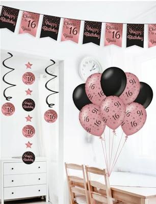 Hangdecoratie Swirls 50 Jaar Roségoud/Zwart (3st) - thumbnail