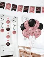 Hangdecoratie Swirls 30 Jaar Roségoud/Zwart (3st) - thumbnail