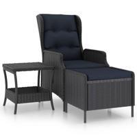 2-delige Loungeset met kussens poly rattan donkergrijs - thumbnail