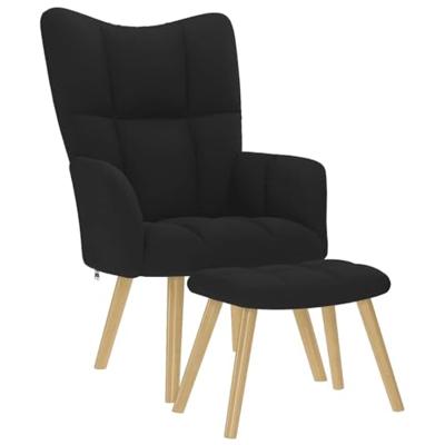 Relaxstoel met voetenbank stof zwart