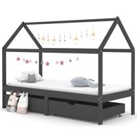 Kinderbedframe met lades grenenhout donkergrijs 90x200 cm - thumbnail