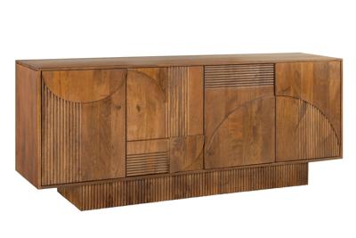 Design dressoir ART DECO 170cm bruin gerookt mangohout massief 3D front - 45478