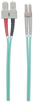 Intellinet 750912 Glasvezel Optische vezel Aansluitkabel 1.00 m Turquoise [1x LC-stekker - 1x SC-stekker] 50/125 µ Multimode OM3
