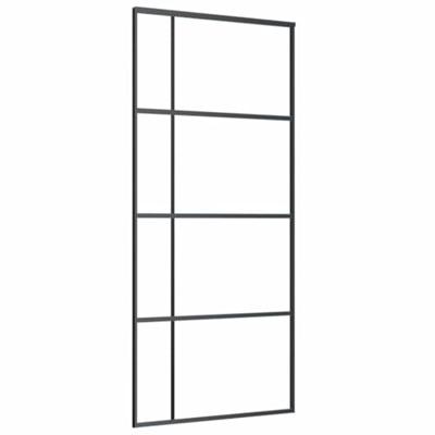 Schuifdeur met beslagset 90x205 cm ESG glas zwart