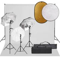 Fotostudioset met verlichtingsset, achtergrond en reflector - thumbnail