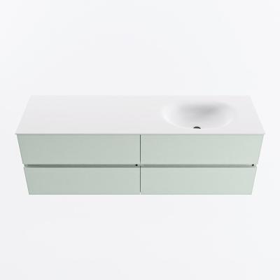 MONDIAZ VICA 150cm badmeubel onderkast Greey 4 lades. Wastafel MOON rechts 1 kraangat, kleur Talc.