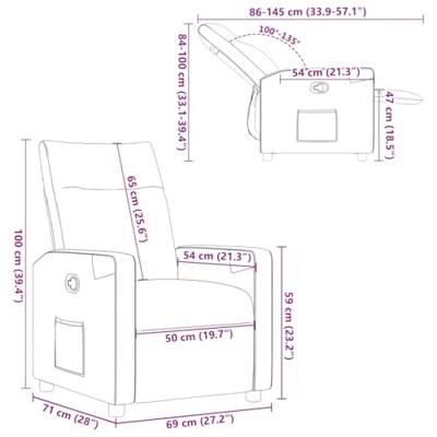 Fauteuil verstelbaar stof wolk grijs Fauteuil verstelbaar stof wolk grijs