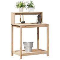 Oppottafel met schappen 82,5x50x109,5 cm massief grenenhout - thumbnail