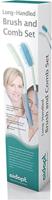 Borstel en Kam met lange steel | Totale lengte: Borstel 35 cm - Kam 38 cm | Rubberen handvat | VM700 - thumbnail