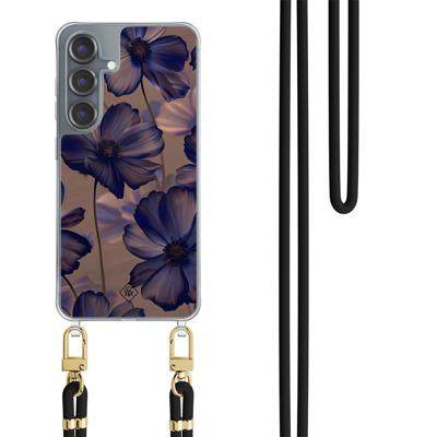 Samsung Galaxy S25 hoesje met zwart koord - Twilight petals