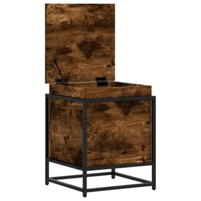 Opbergbox met deksel 40x40x51,5 cm bewerkt hout gerookt eiken