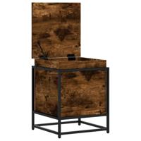 Opbergbox met deksel 40x40x51,5 cm bewerkt hout gerookt eiken - thumbnail