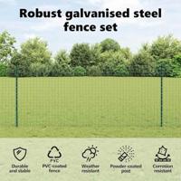 VidaXL Hek met paal groen 1 x 25 m staal en pvc - thumbnail