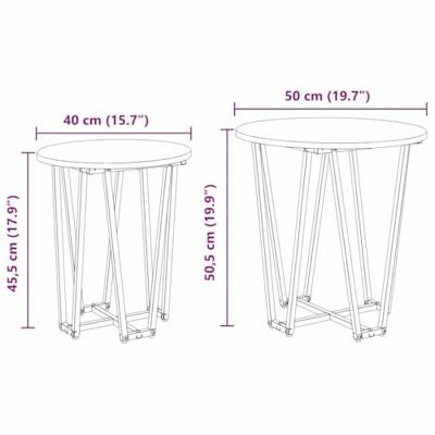 Bijzettafelset 2 pcs Artisan Eiken en Zwart 50 x 50 x 50.5 cm