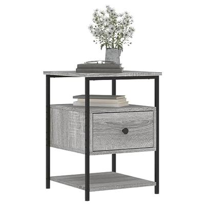 Nachtkastjes 2 st 40x42x56 cm bewerkt hout grijs sonoma eiken