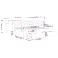 Slaapbank met onderschuifbed en lades 90x200 cm kunstleer crème - thumbnail