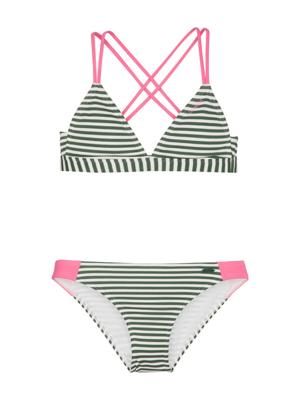 Protest gestreepte triangel bikini Kalia donkergroen/wit Protest gestreepte triangel bikini Kalia donkergroen/wit