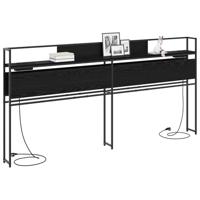 Opberghoofdbord met plank Zwart eiken 200 cm Bewerkt hout - thumbnail