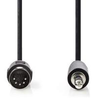 DIN-Audiokabel | DIN 5-Pins Male - 3,5 mm Male | 2,0 m | Zwart - thumbnail