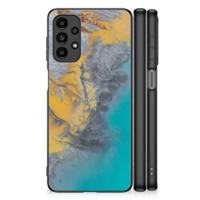 Samsung Galaxy A13 4G Marmeren Print Telefoonhoesje Marble Blue Gold - thumbnail