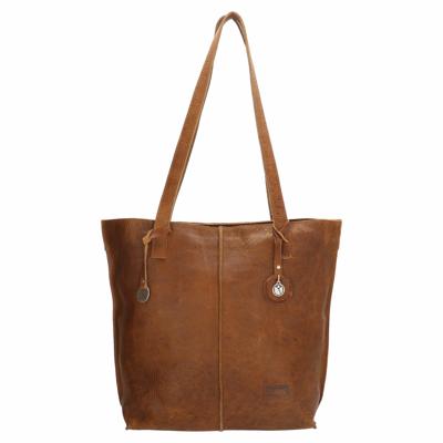 Handgemaakte leren Shopper TULP #01 Cognac