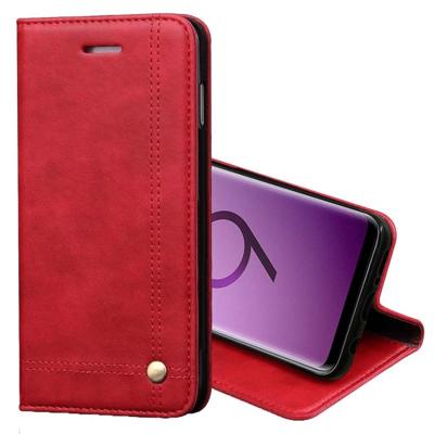 Voor Galaxy S9 Retro Crazy Horse Texture Casual stijl met absorptie horizontale Flip lederen draagtas met houder & kaartsleuven & Wallet(Red)