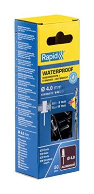 Rapid blindklinknagel waterproof + drill 4.0x12mm (50st) Rapid blindklinknagel waterproof + drill 4.0x12mm (50st)