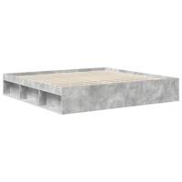 Bedframe met hoofdeinde Beton 200 x 200 cm Massief grenenhout - thumbnail