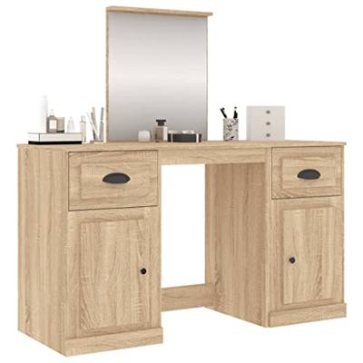 Kaptafel met spiegel 130x50x132,5 cm sonoma eikenkleurig