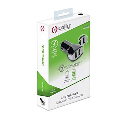 Celly CC2USBTURBOBK oplader voor mobiele apparatuur Zwart, Grijs Auto Celly CC2USBTURBOBK oplader voor mobiele apparatuur Zwart, Grijs Auto