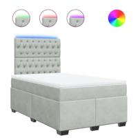 Boxspring met matras fluweel lichtgrijs 120x190 cm - thumbnail