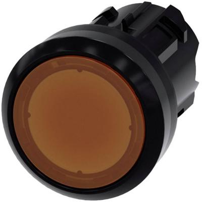 Siemens 3SU10010AB000AA0 3SU1001-0AB00-0AA0 Verlichte druktoets Kunststof frontring, Rond Knop Zwart, Amber 1 stuk(s)