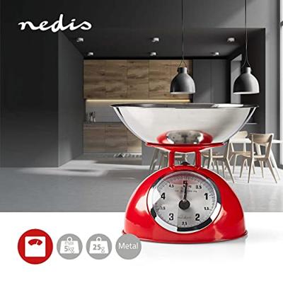 Nedis KASC110RD Retro Keukenweegschaal Analoog Metaal Rood