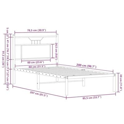 Bedframe zonder matras hout gerookt eikenkleurig 80x200 cm Bedframe zonder matras hout gerookt eikenkleurig 80x200 cm