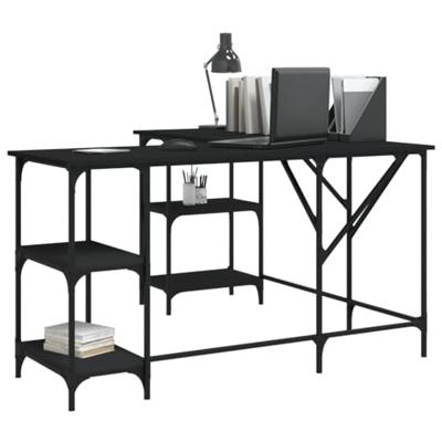 Bureau 139x139x75 cm bewerkt hout zwart