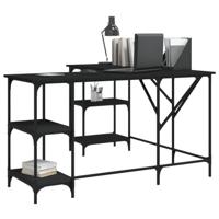 Bureau 139x139x75 cm bewerkt hout zwart - thumbnail
