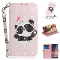 3D gekleurde tekening hart Panda patroon horizontale Flip lederen case voor Nokia 3 2 met houder & card slots & portemonnee - thumbnail