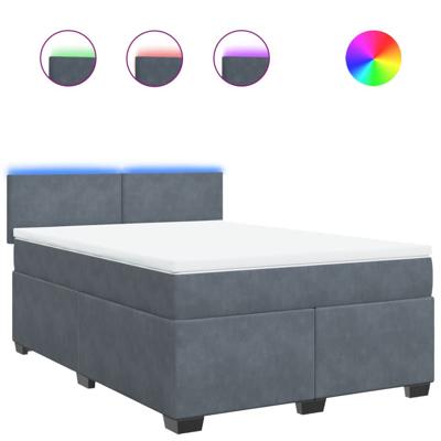 Boxspring met matras fluweel donkergrijs 140x190 cm