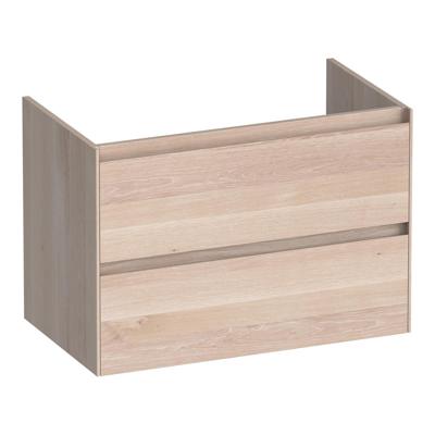 Brauer Inspire - Onderkast 80 cm - met 2 Softclose Lades Greeploos en 1 Sifon Uitsparing - Lamellen Eiken Wit