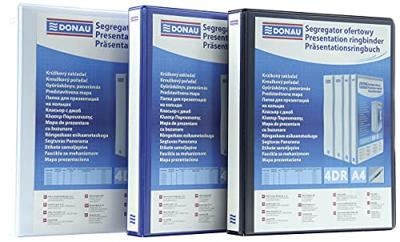 DONAU personaliseerbare ringmap, PP, ft A4, 4 D-ringen van 30 mm, blauw