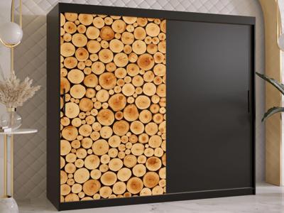 Kledingkast SOSNY 2 schuifdeuren 200 cm mat zwart Kledingkast SOSNY 2 schuifdeuren 200 cm mat zwart