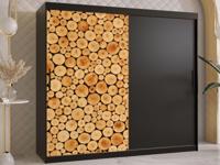 Kledingkast SOSNY 2 schuifdeuren 200 cm mat zwart - thumbnail