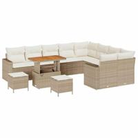 Tuinbankenset 12 pcs Beige poly rattan - thumbnail