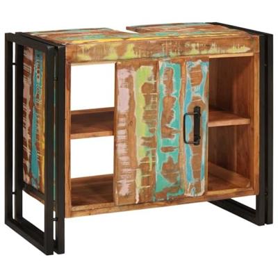 Wastafelonderkast met de deur Massief Gerecycled Hout, Ijzer