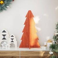VidaXL Kerstdecoratie kerstboom 69,5 cm massief grenenhout wasbruin - thumbnail
