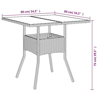 3-delige Tuinset met kussens poly rattan en glas grijs - thumbnail