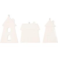 Creativ Company Hangende ornamenten huizen wit, 18st. - thumbnail