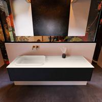 Badkamermeubelset Mondiaz Erin 150 cm met 1 Lade met RIDGE Wastafel Links Linen Zonder Kraangaten Greeploos Mat Urban - thumbnail