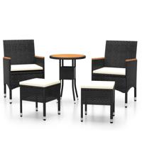 5-delige Loungeset poly rattan zwart - thumbnail