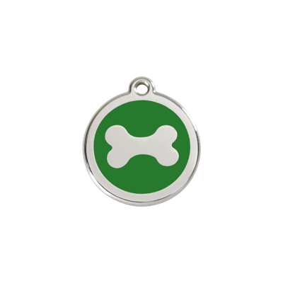Bone Green roestvrijstalen hondenpenning small/klein dia. 2 cm RedDingo - Reddingo